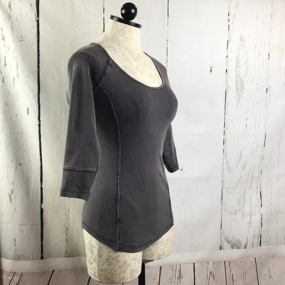 Free People Gray Ribbed Top - Picture 2 of 5